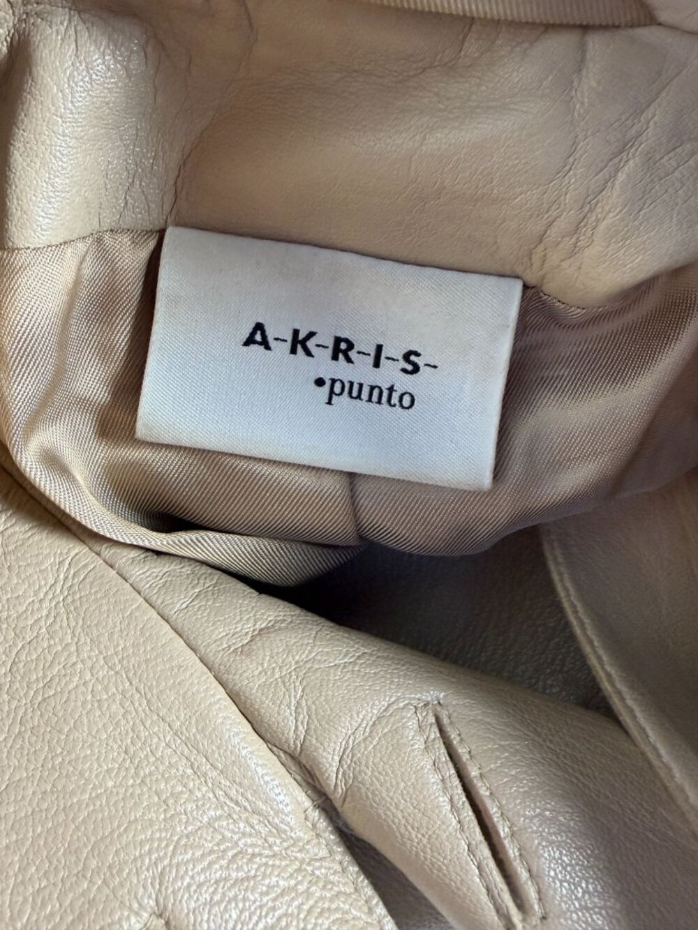 Akris Punto Womens Beige Genuine Lambskin Leather Belted Jacket Size 12 Swiss - Picture 3 of 14
